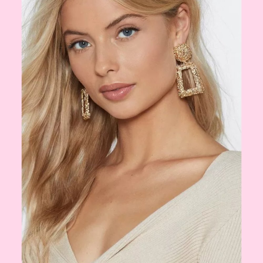 NWT Gold Textured Drop Custom Earrings